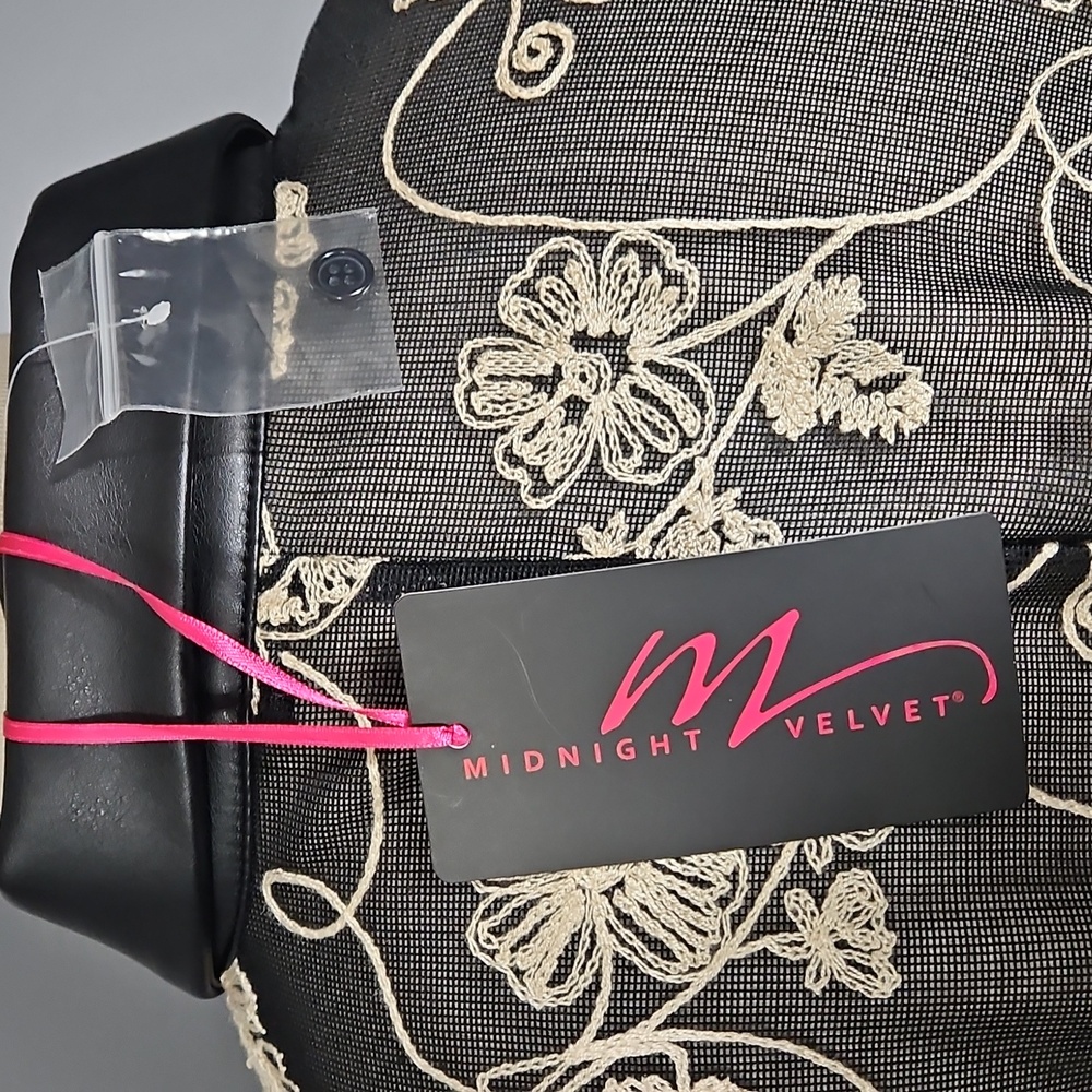 Midnight Velvet, High Low, Tunic Top, Sheer , Embroidered Floral Pattern, Black - Picture 5 of 12